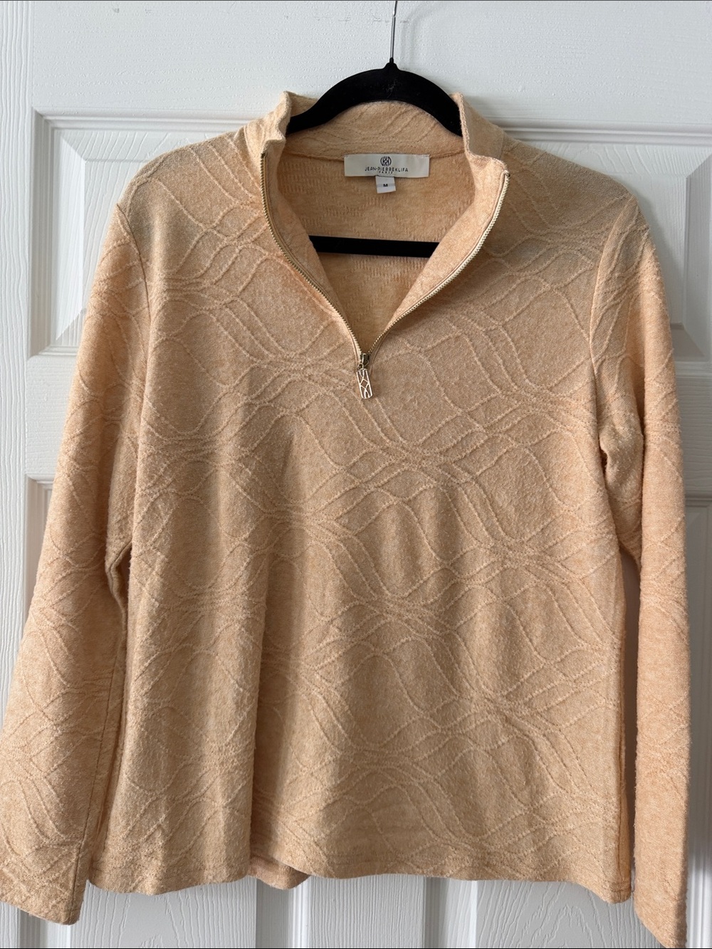 Jean-Pierre Klifa Peach Half-Zip Textured Turtleneck Sweater